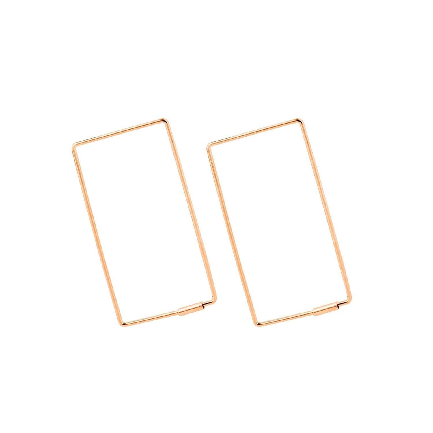 Rose Gold Plated Rectangle Hoop Earrings