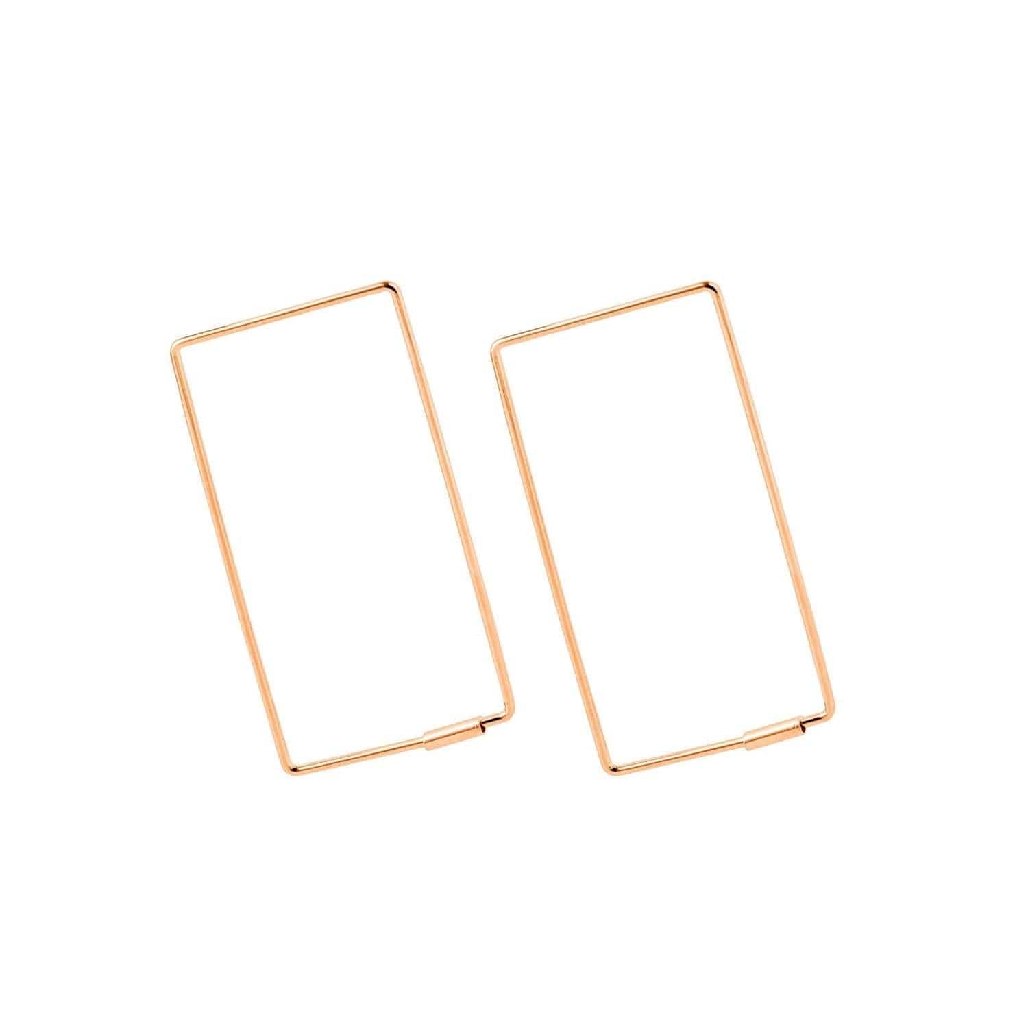 Rose Gold Plated Rectangle Hoop Earrings