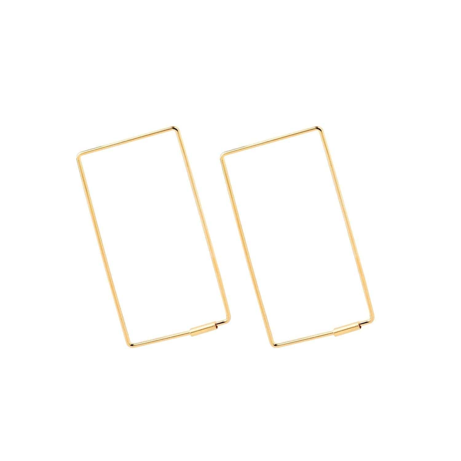 Gold Plated Rectangle Hoop Earrings