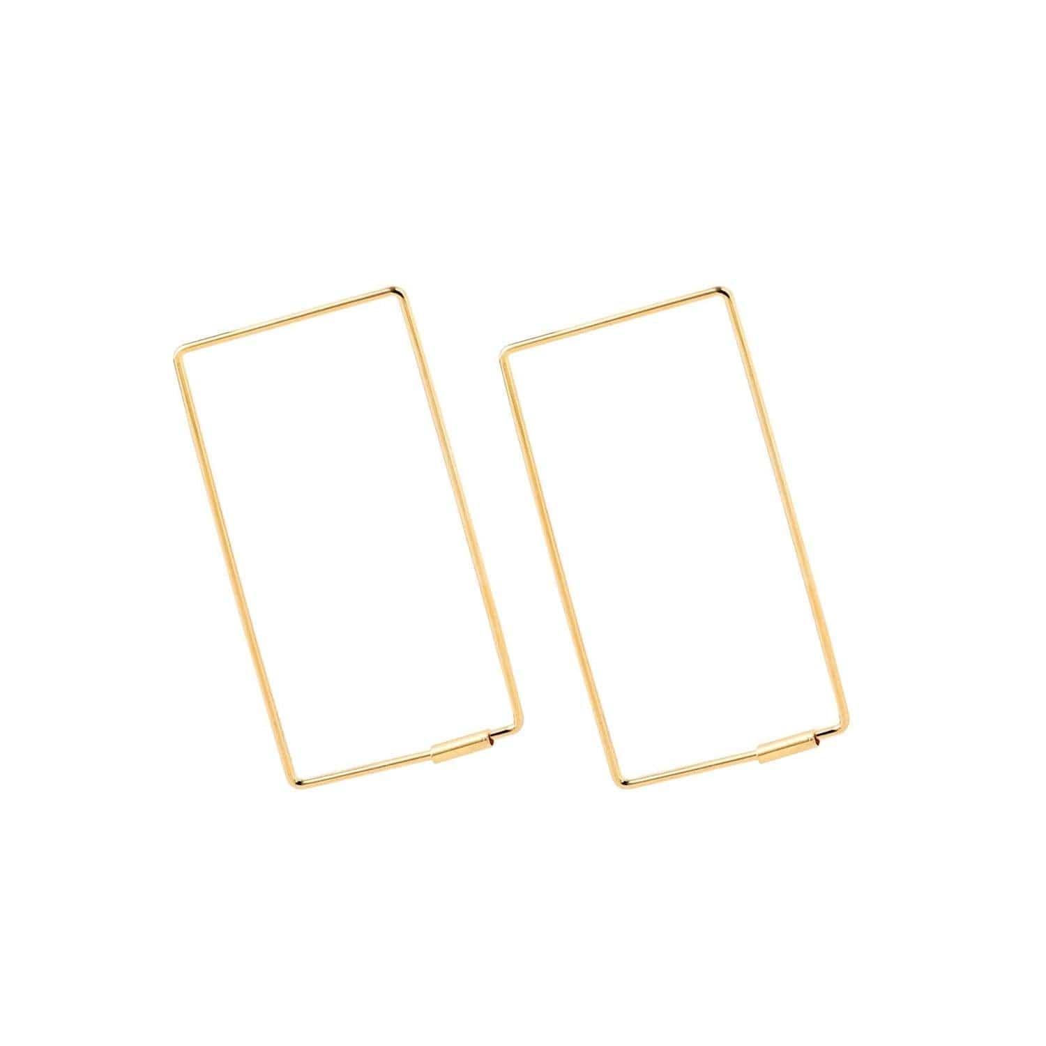 Gold Plated Rectangle Hoop Earrings