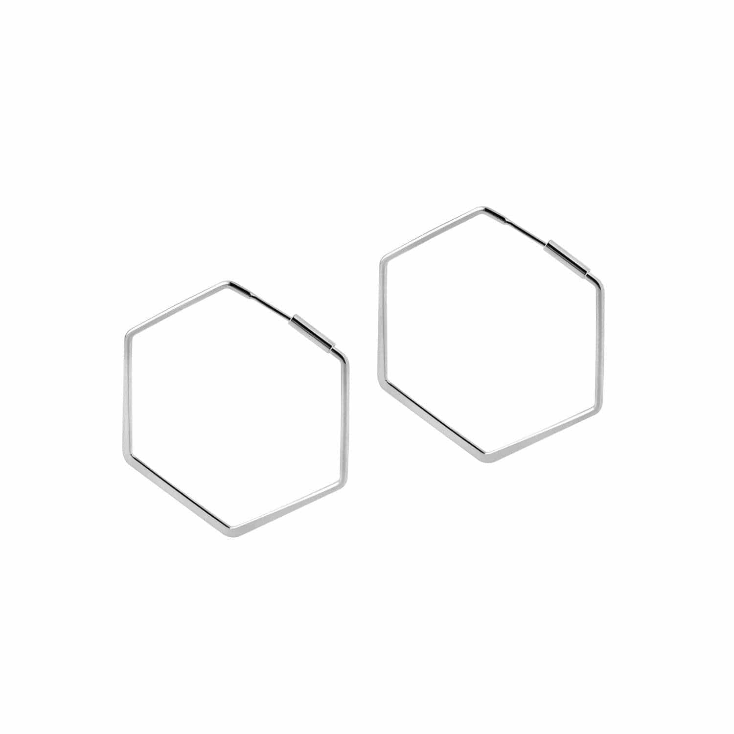 Small Silver Plated Hexagon Hoop Earrings