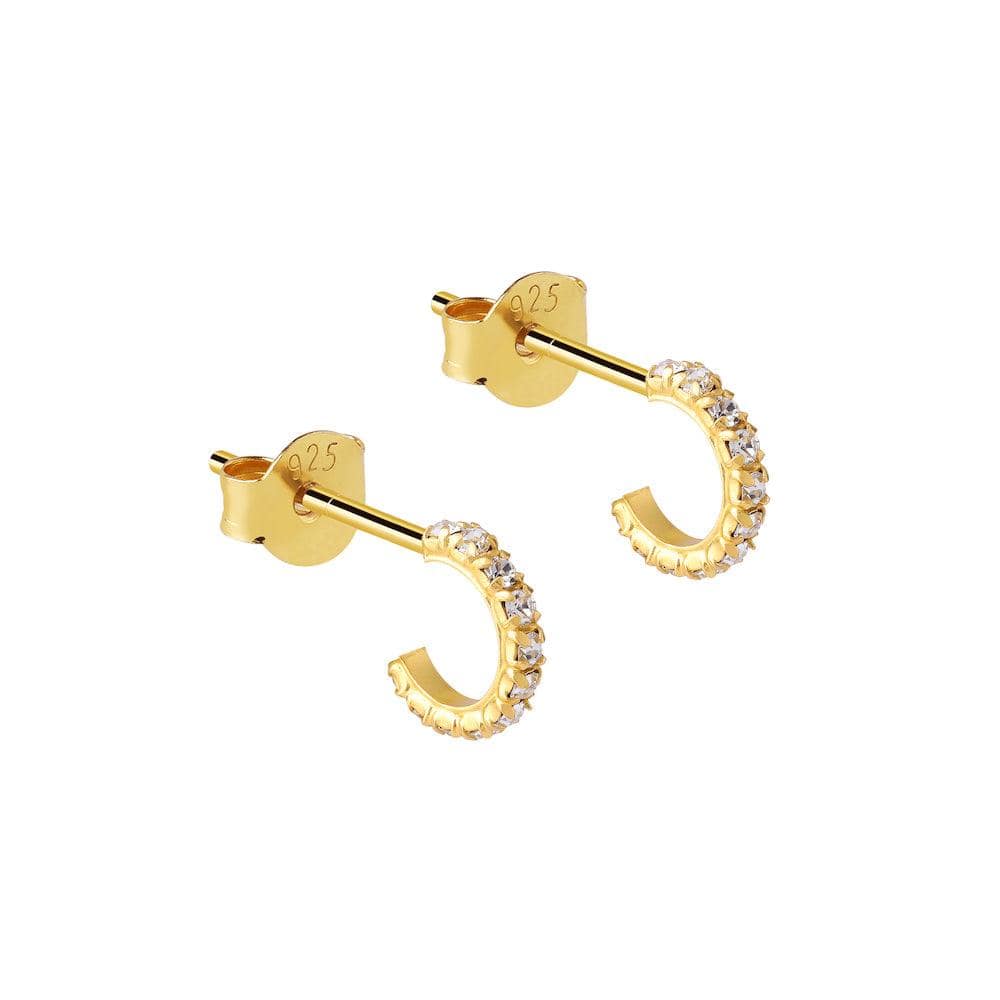 Gold Plated Silver Clear Crystal Hoop Earrings