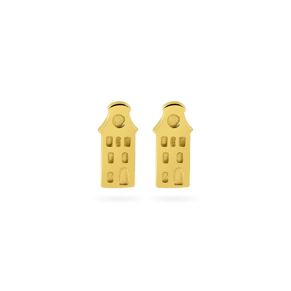 Amsterdam Canal House Gold Plated Stud Earrings