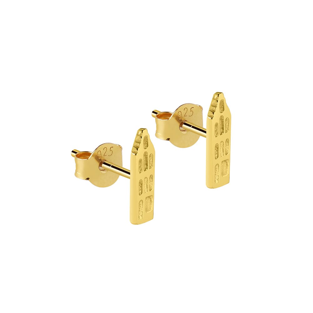 Amsterdam Canal house ear stud gold plated