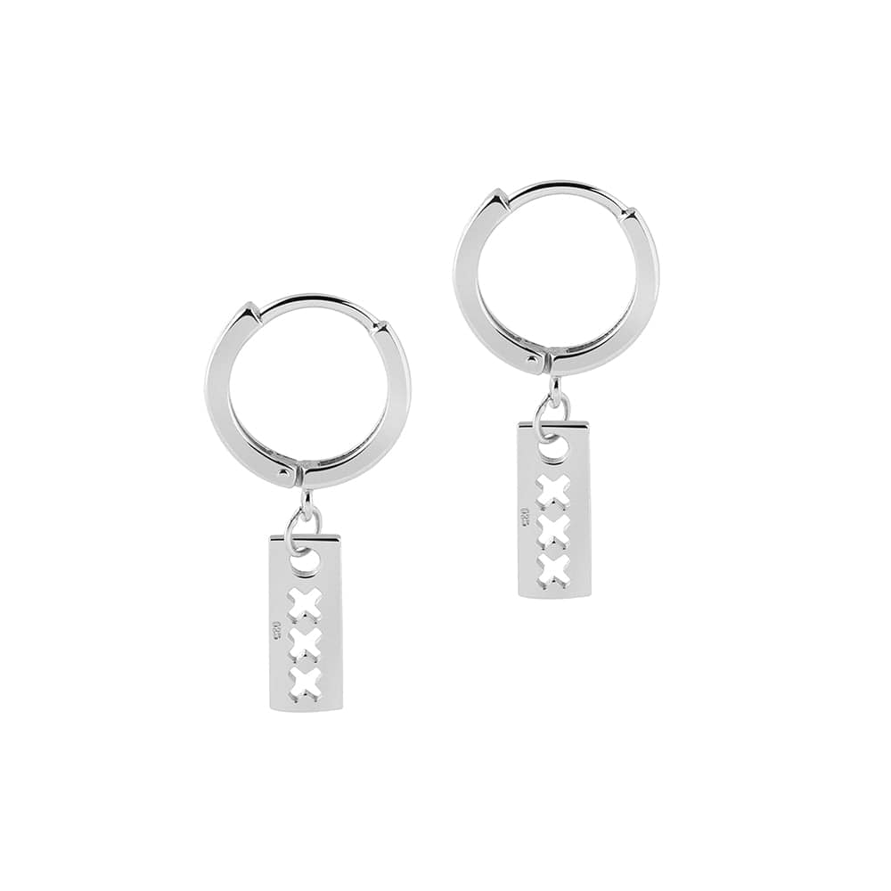 Three Crosses Amsterdam Silver Hoops