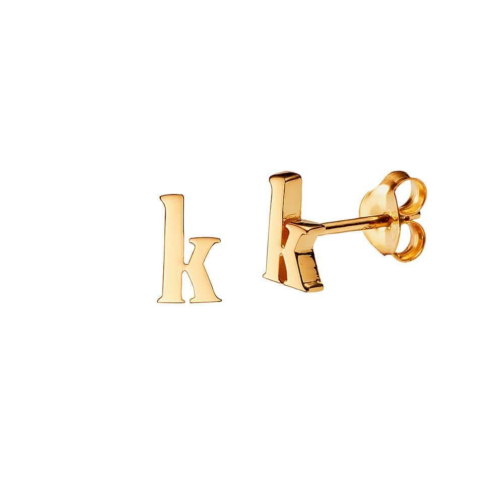 Gold Plated Stud Earring Letter K