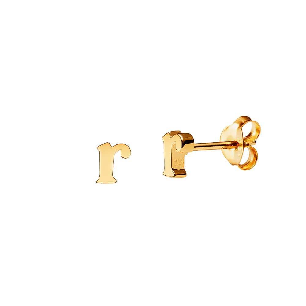 Gold Plated Stud Earring Letter R