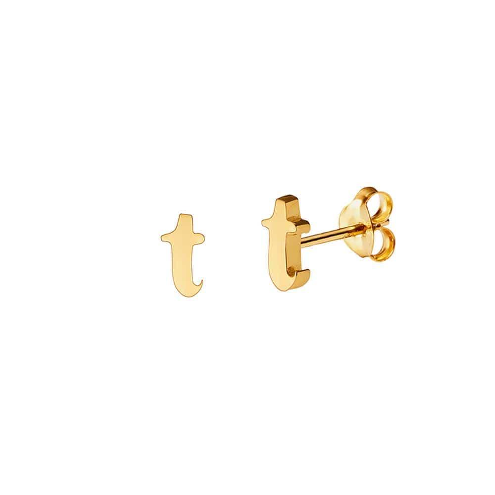 Gold Plated Stud Earring Letter T