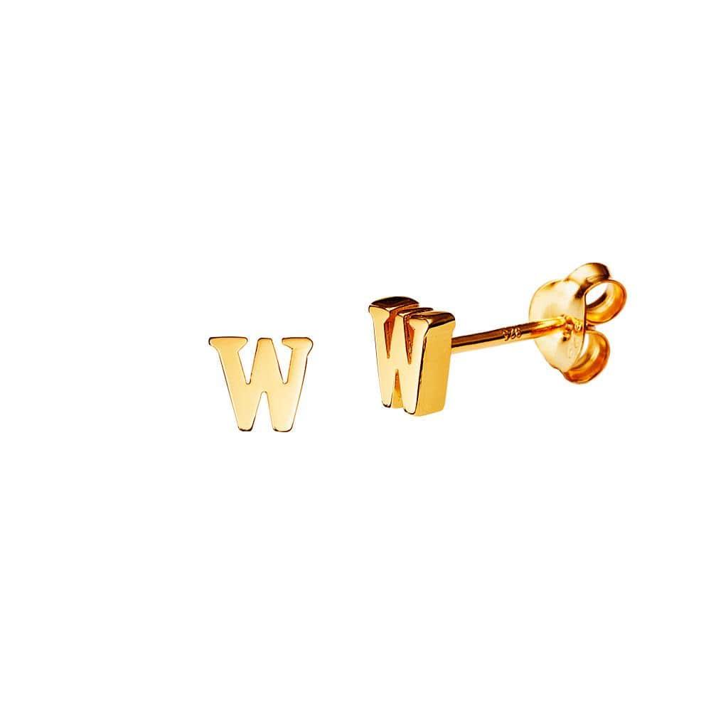 Gold Plated Stud Earring Letter W
