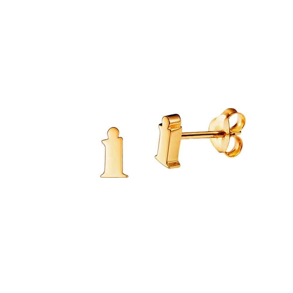 Gold Plated Stud Earring Letter I