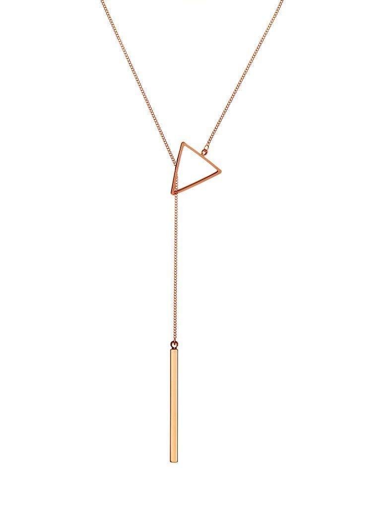 Silver Plated Necklace with Triangle and Rod 72CM - Juulry.com