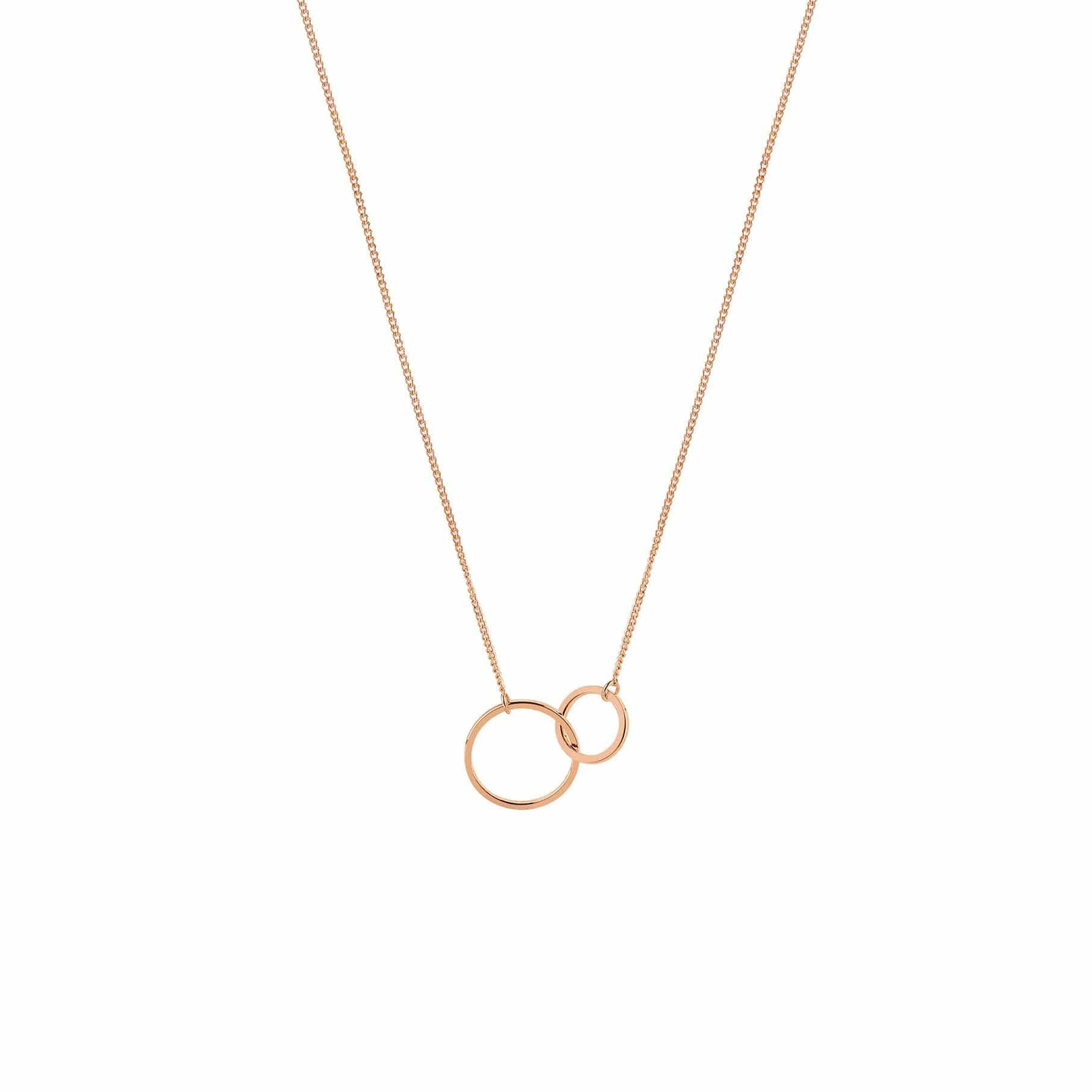 rose gold plated necklace with double circle