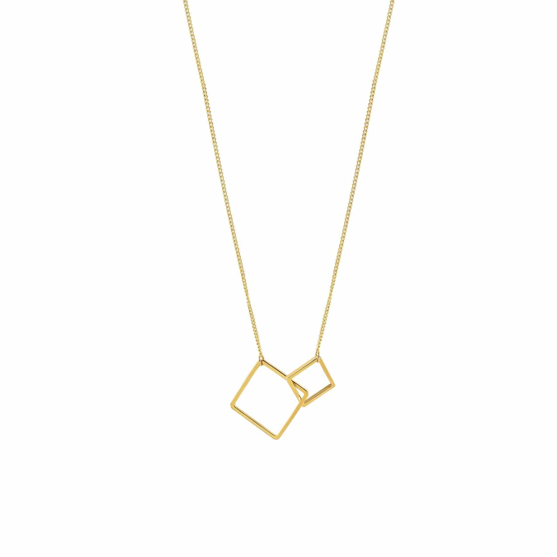 gold plated necklace with double square