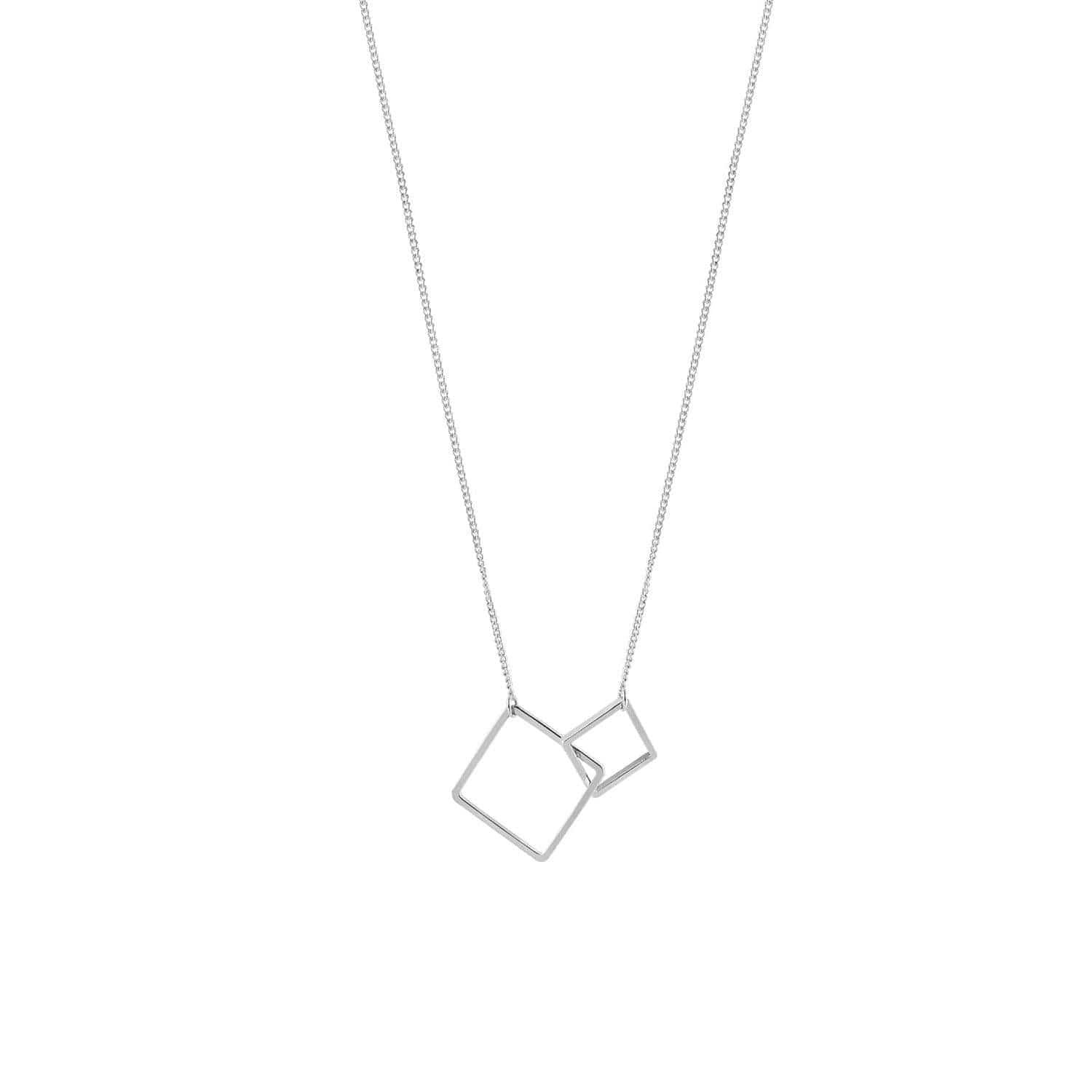 silver plated necklace with double square