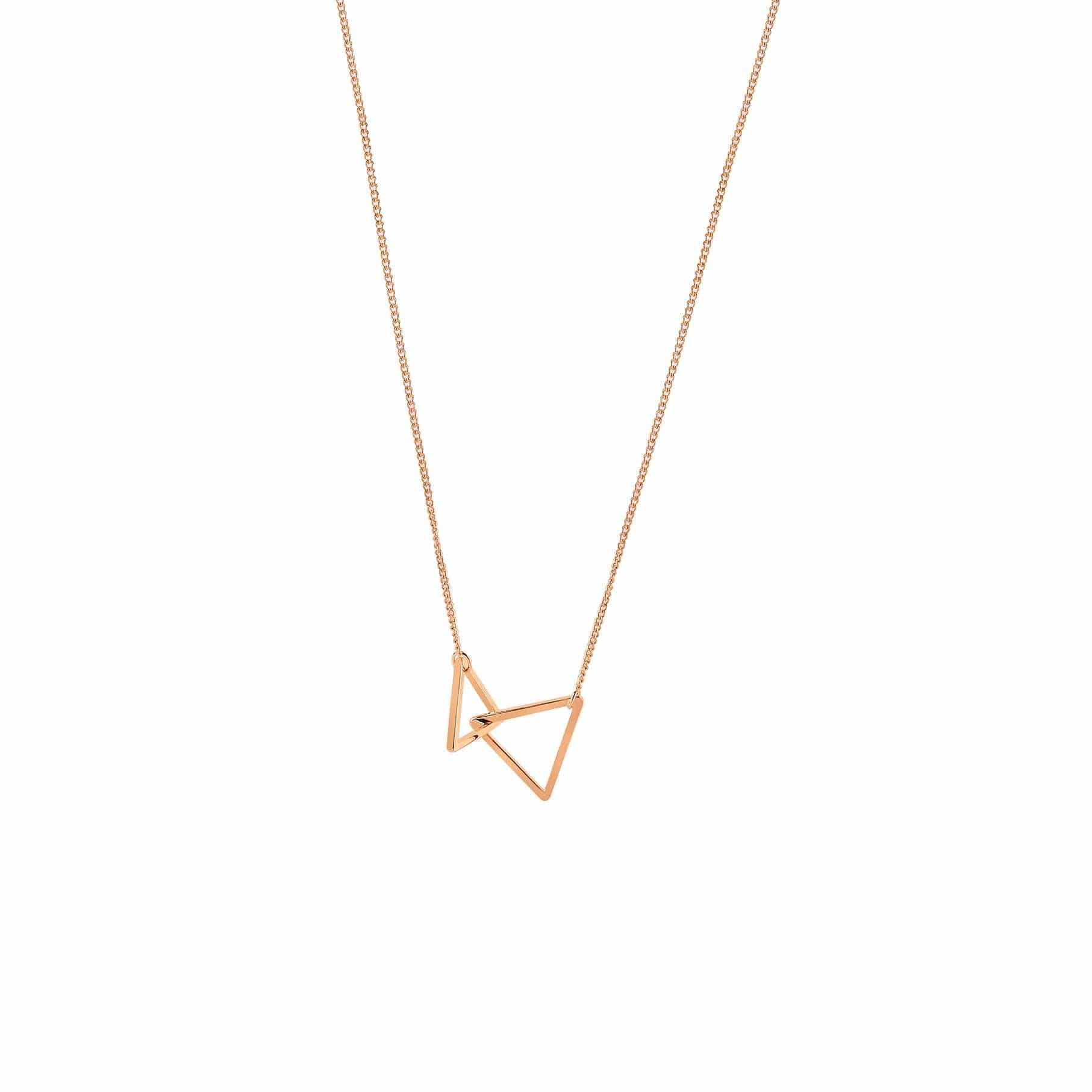 rose gold plated necklace with double triangle