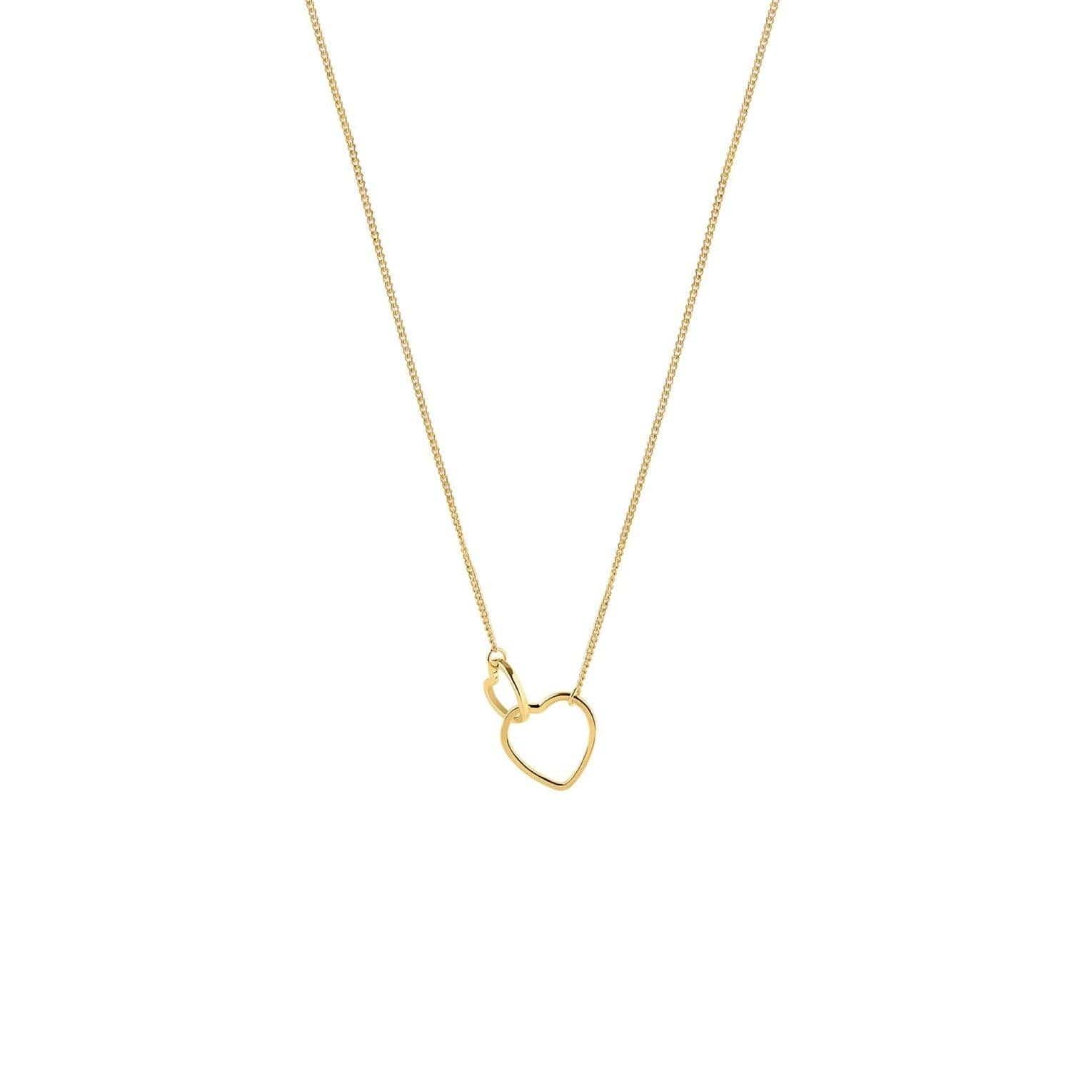 gold plated necklace with double heart