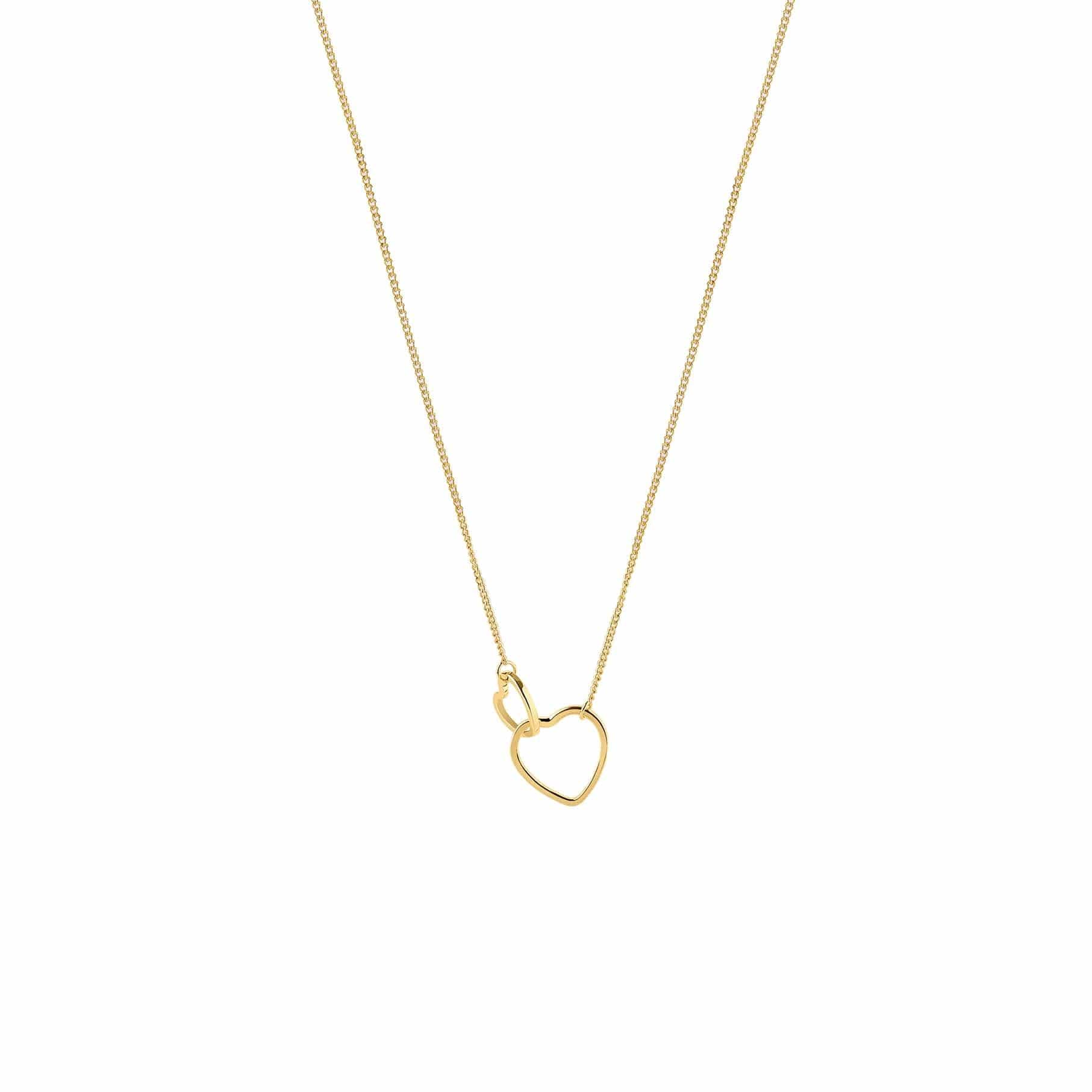 gold plated necklace with double heart