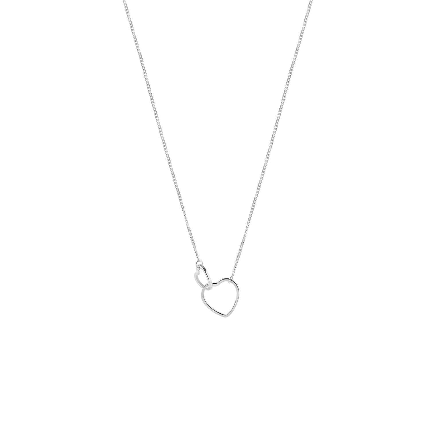 silver plated necklace with double heart