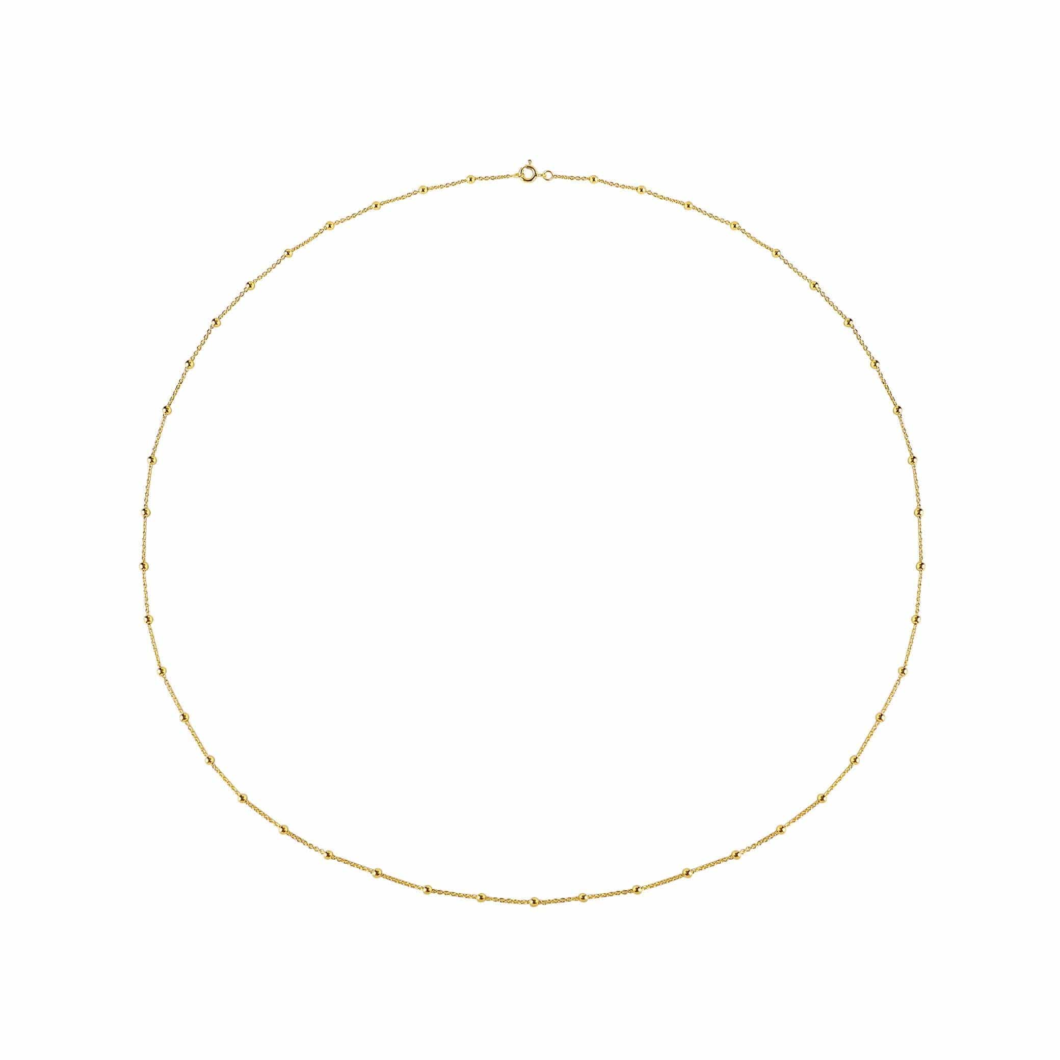 long gold plated necklace with balls 72cm