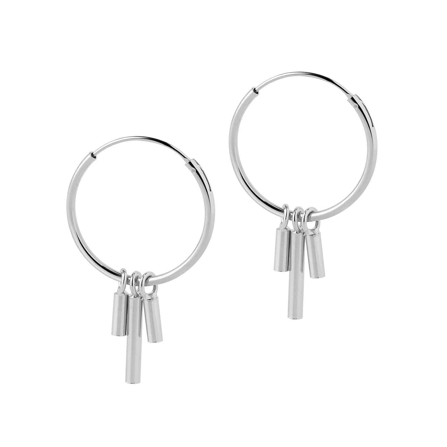 Silver Hoop Earrings with 3 Rod 18 MM