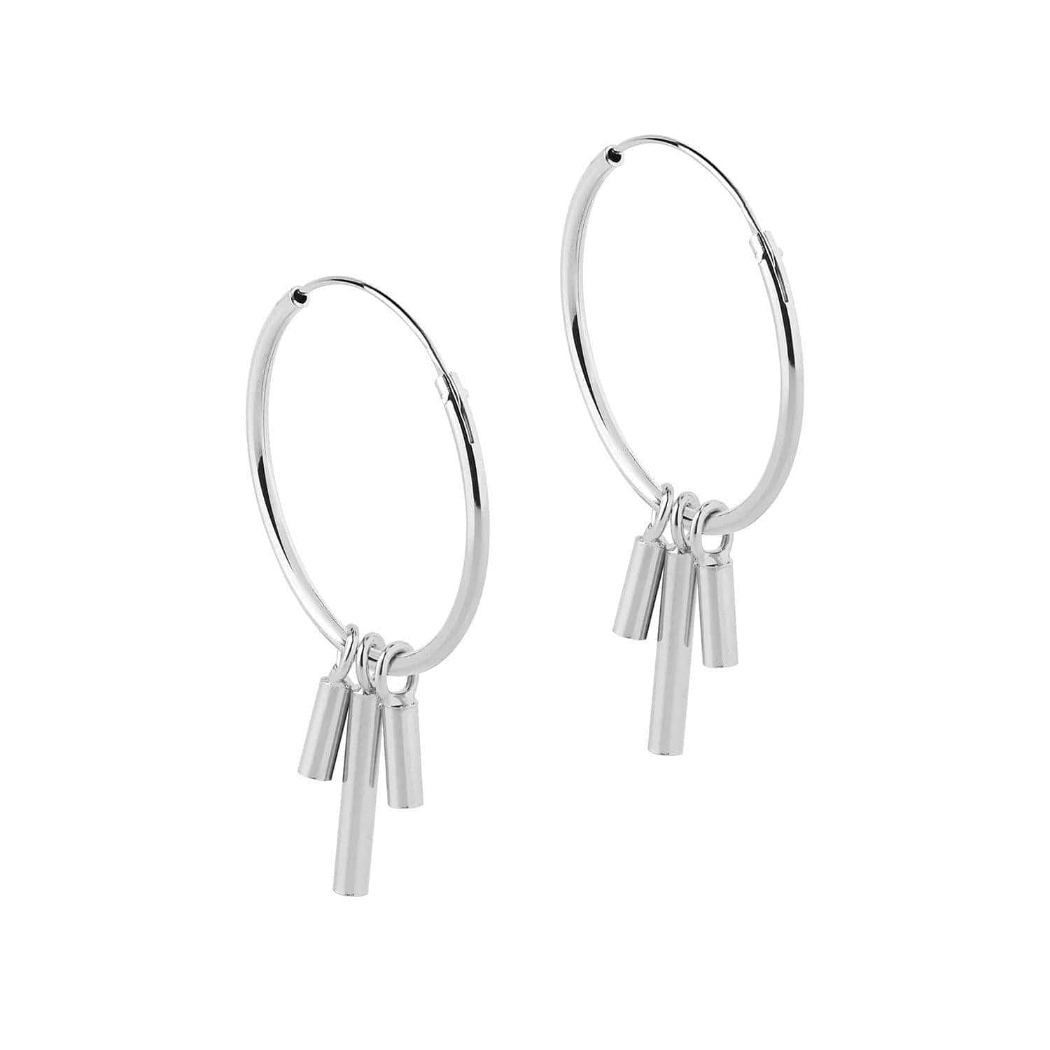 Silver Hoop Earrings with 3 Rod 18 MM