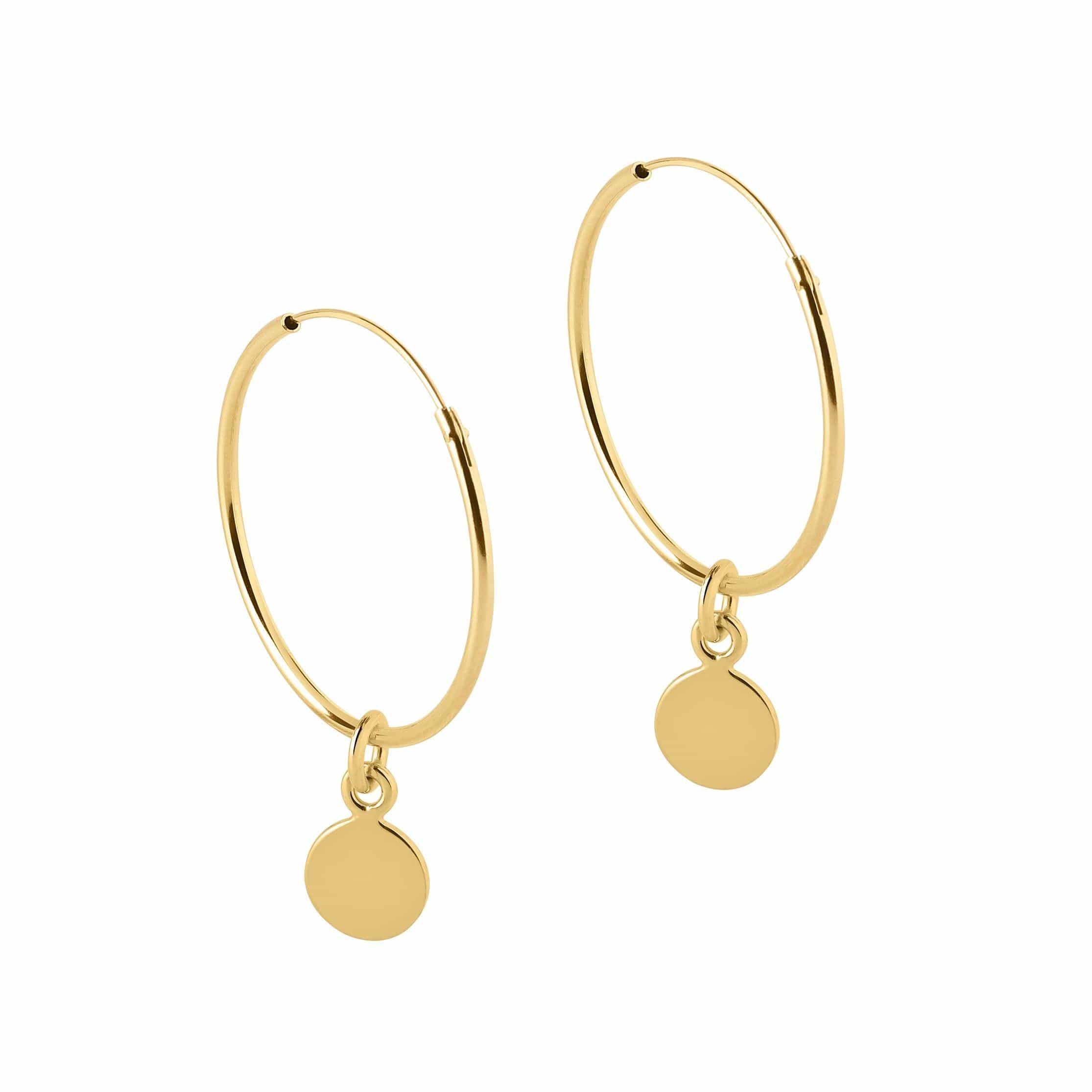 side view Gold Plated Hoop Earrings with Round 22 MM