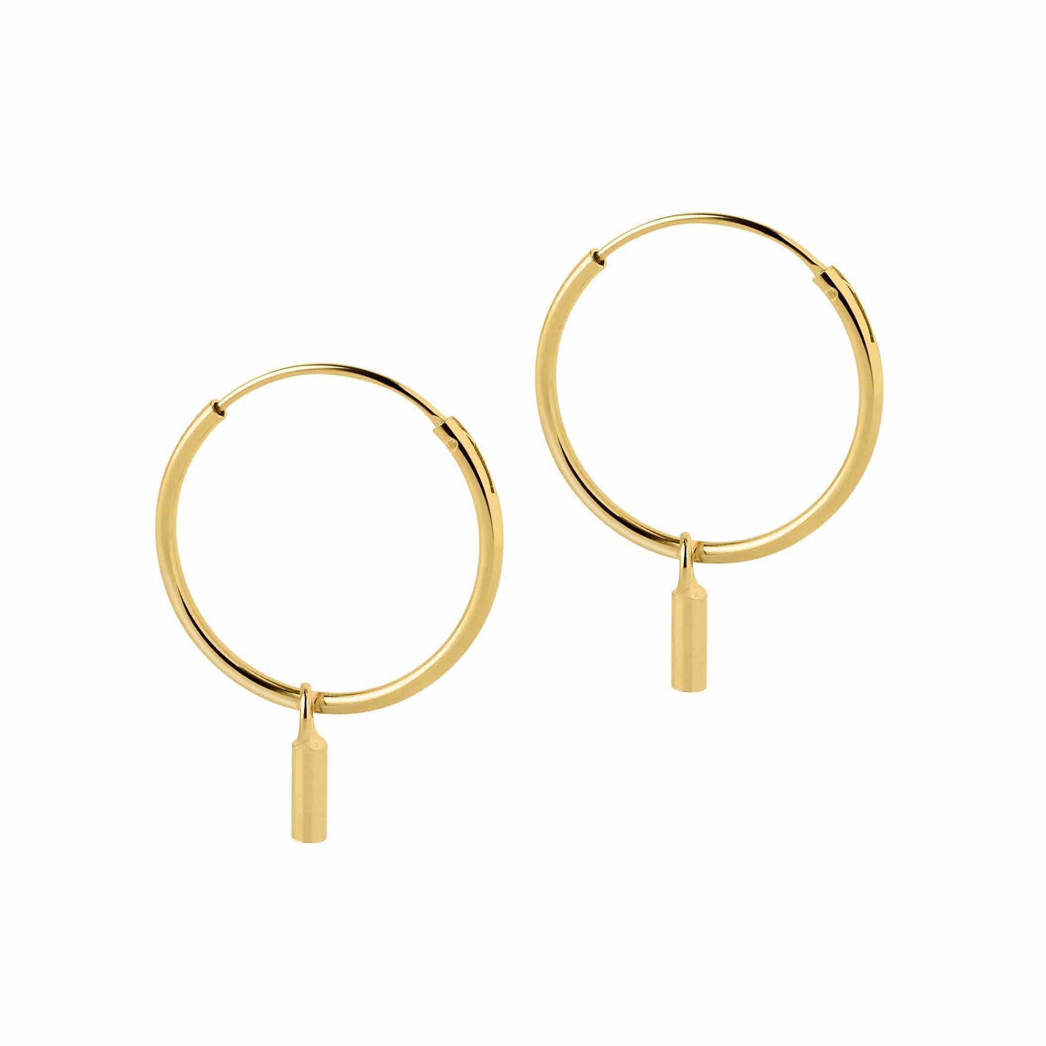 Gold Plated Hoop Earrings with Rod 12 MM