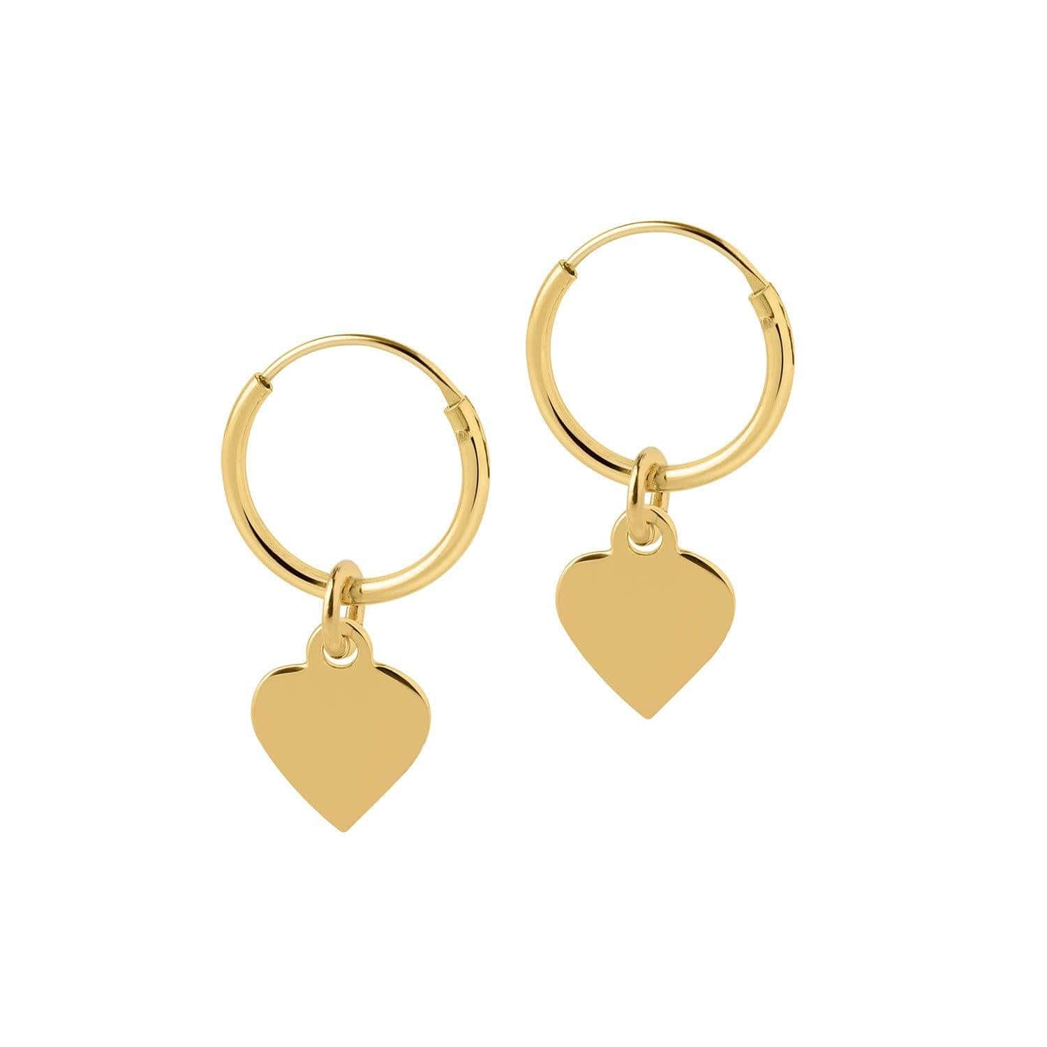 Gold plated Hoop Earrings with Heart 12 MM