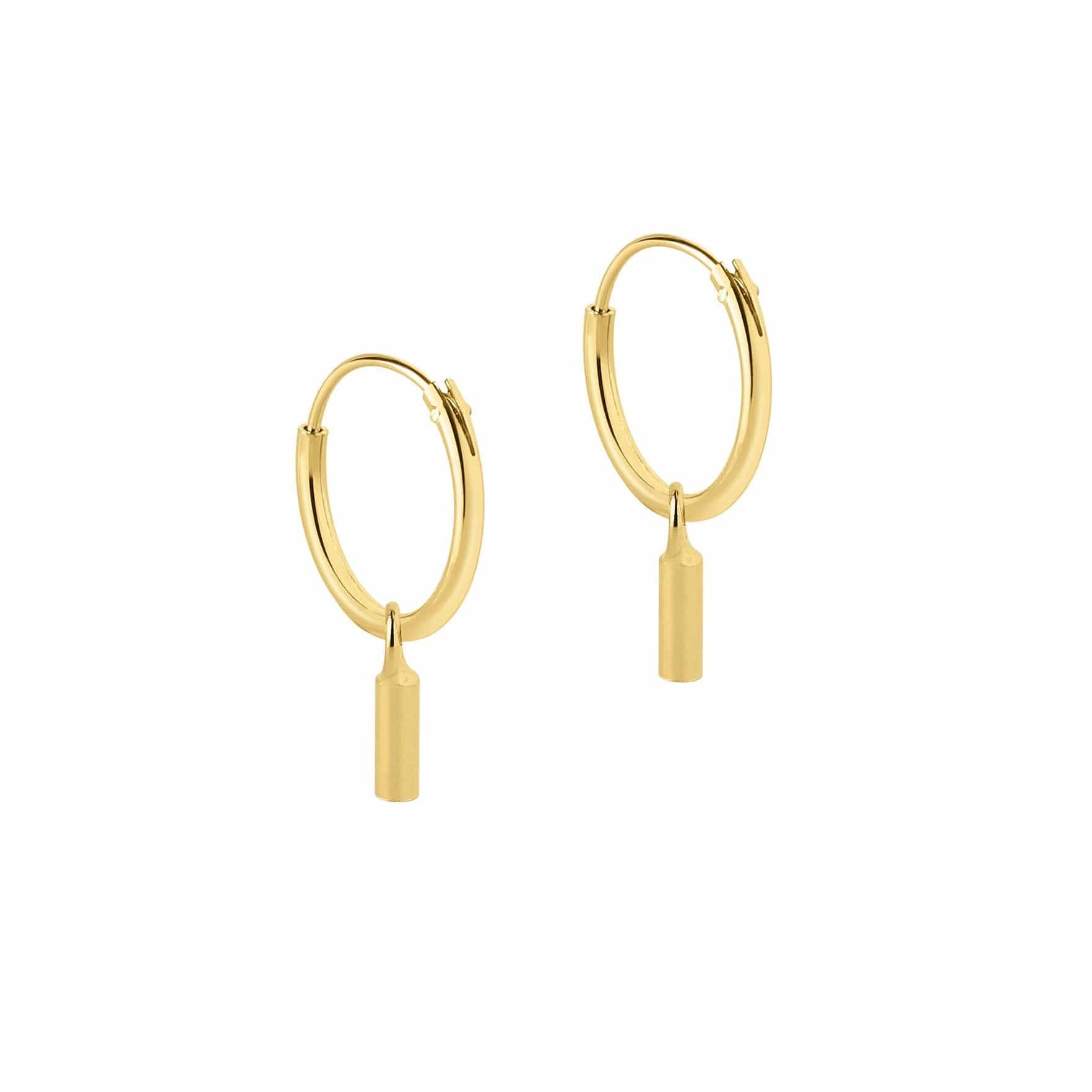 Gold Plated Hoop Earrings with Rod 12 MM