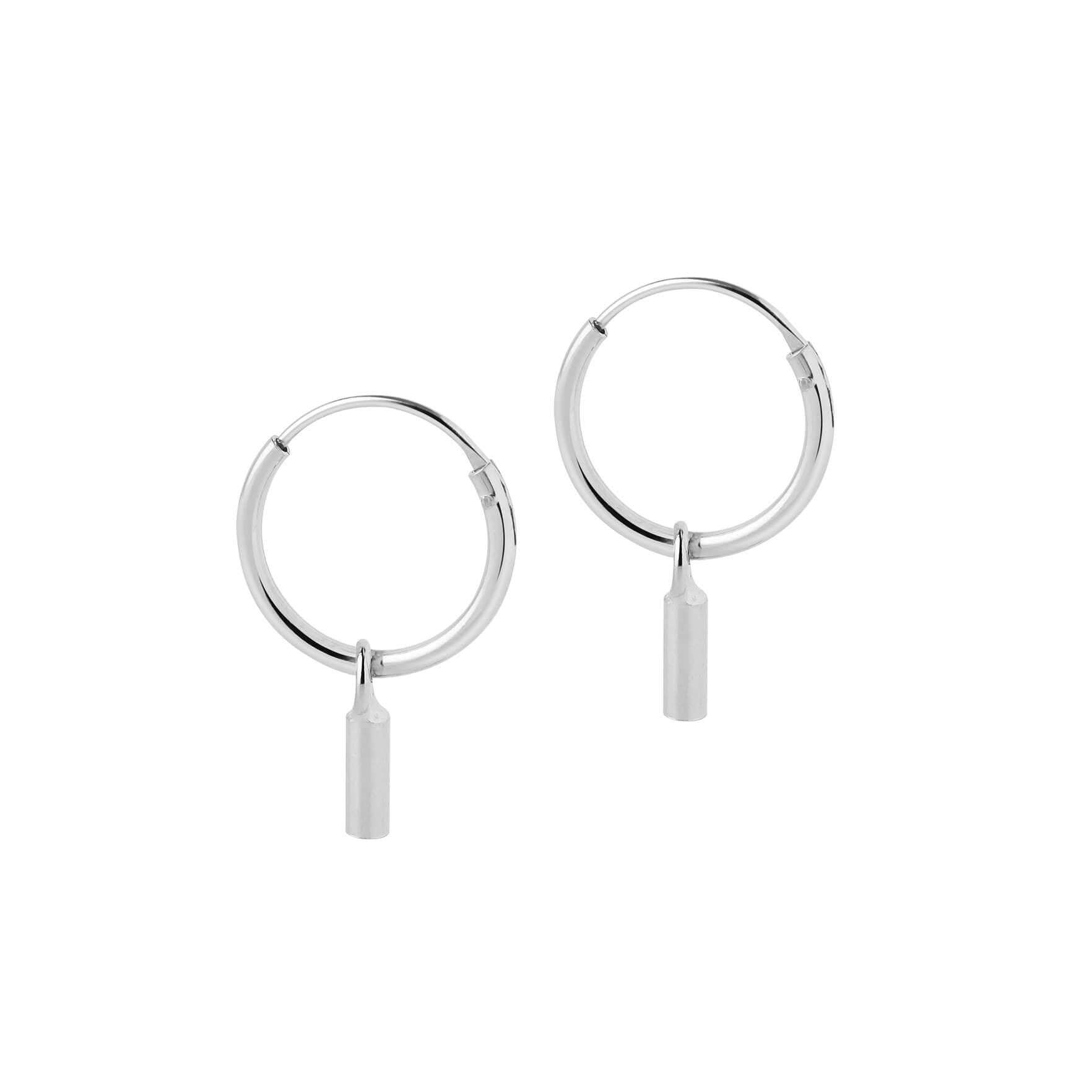 Silver Hoop Earrings with Rod 12 MM