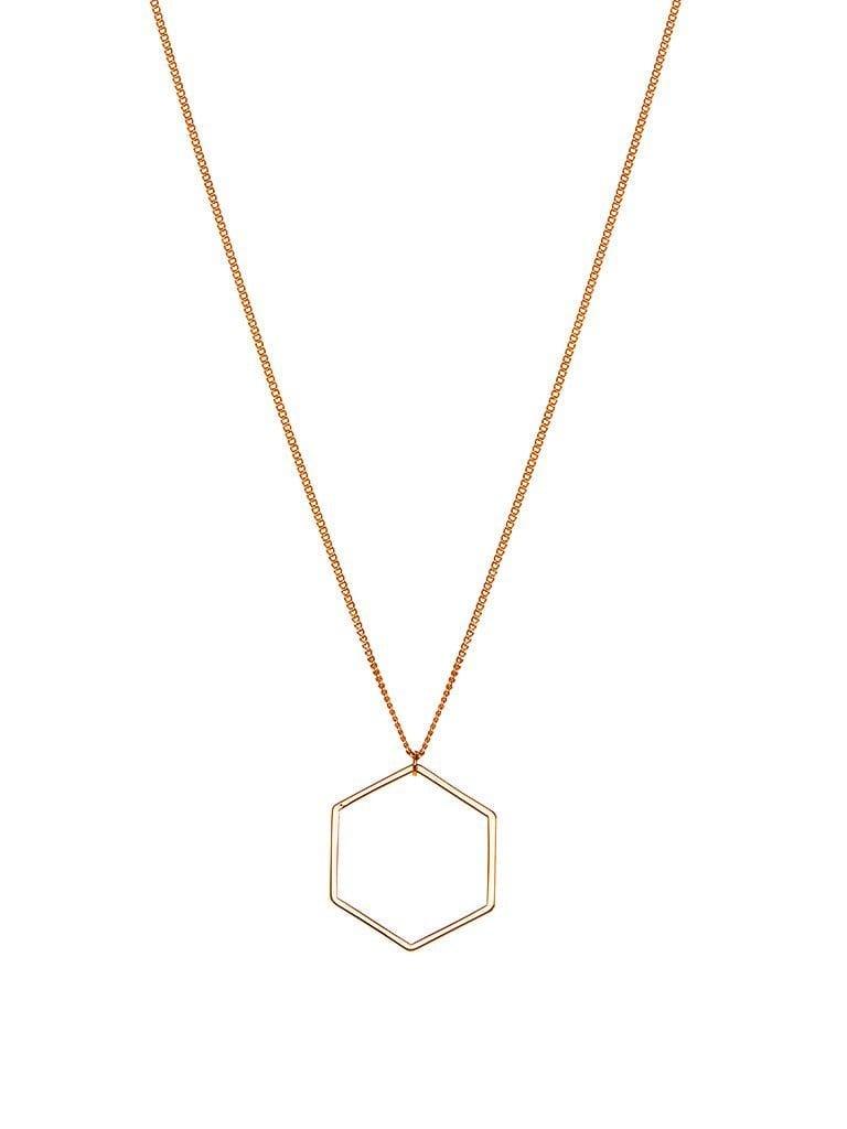 Rose Gold Plated Necklace with Hexagon - Juulry.com