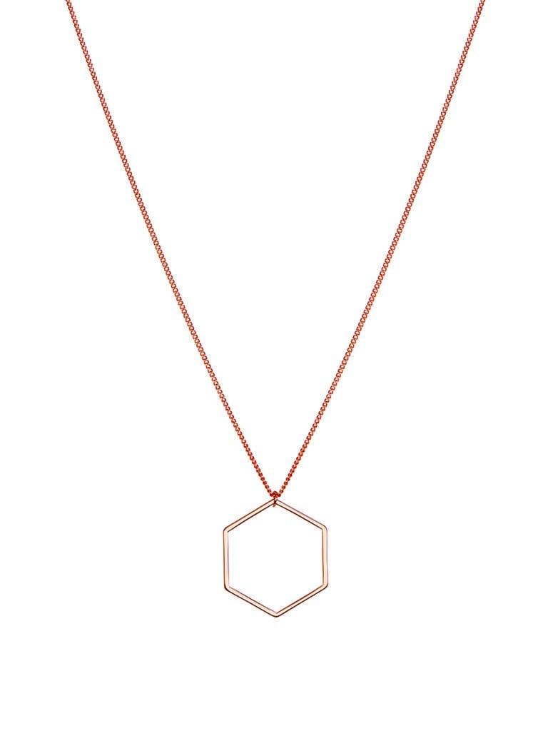 Pink Rose Gold Plated Necklace with Hexagon