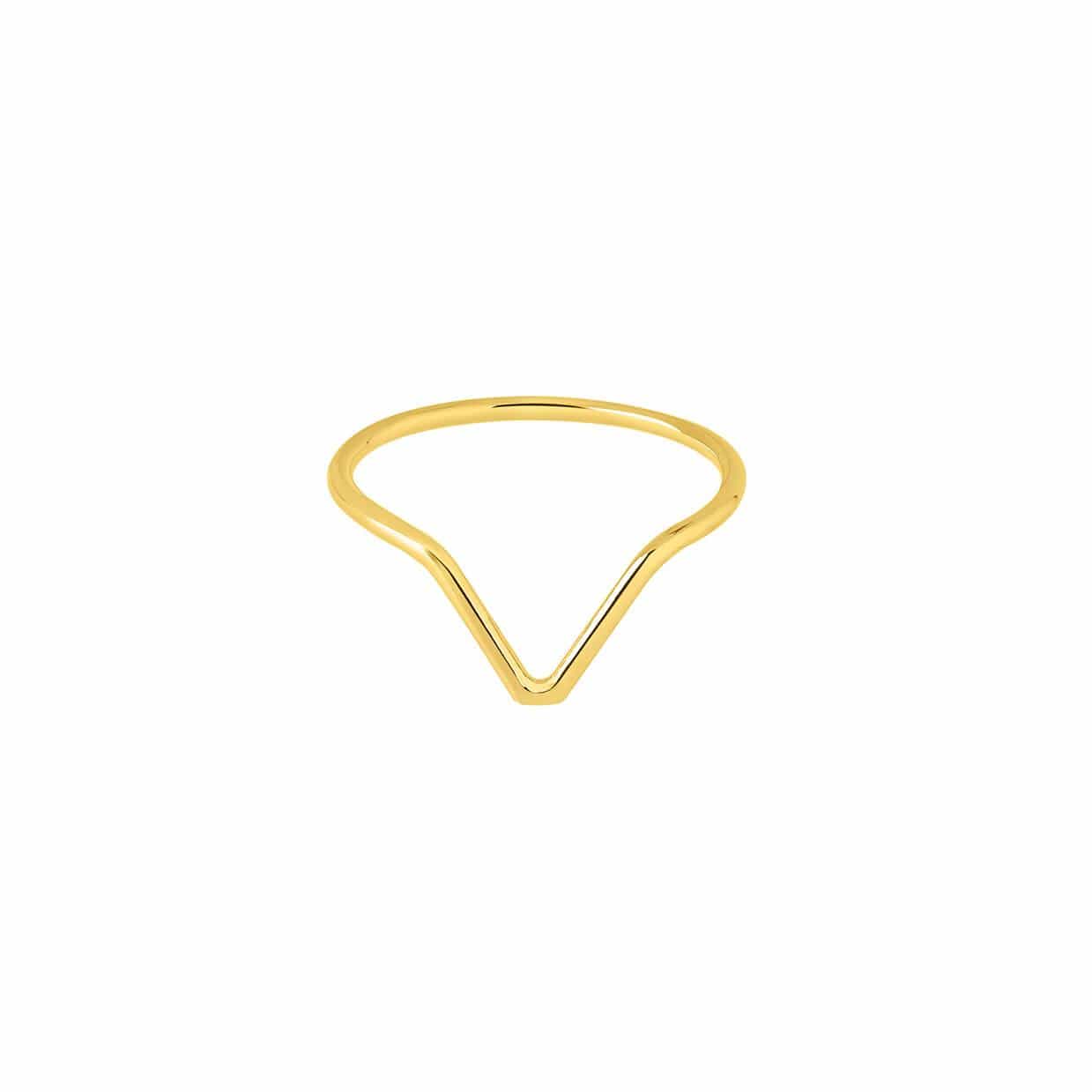 gold plated v shaped ring