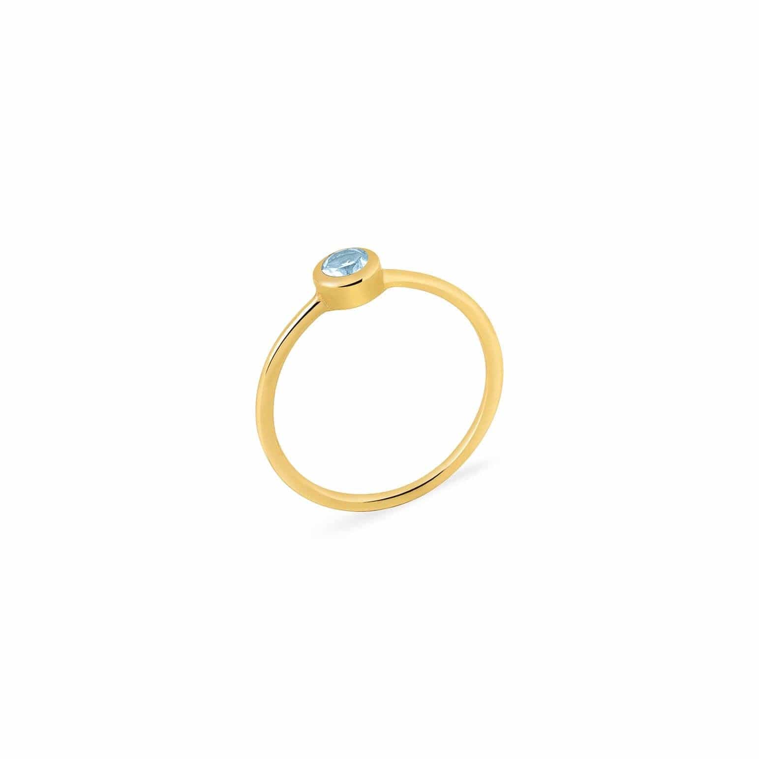 gold plated ring with blue topaz