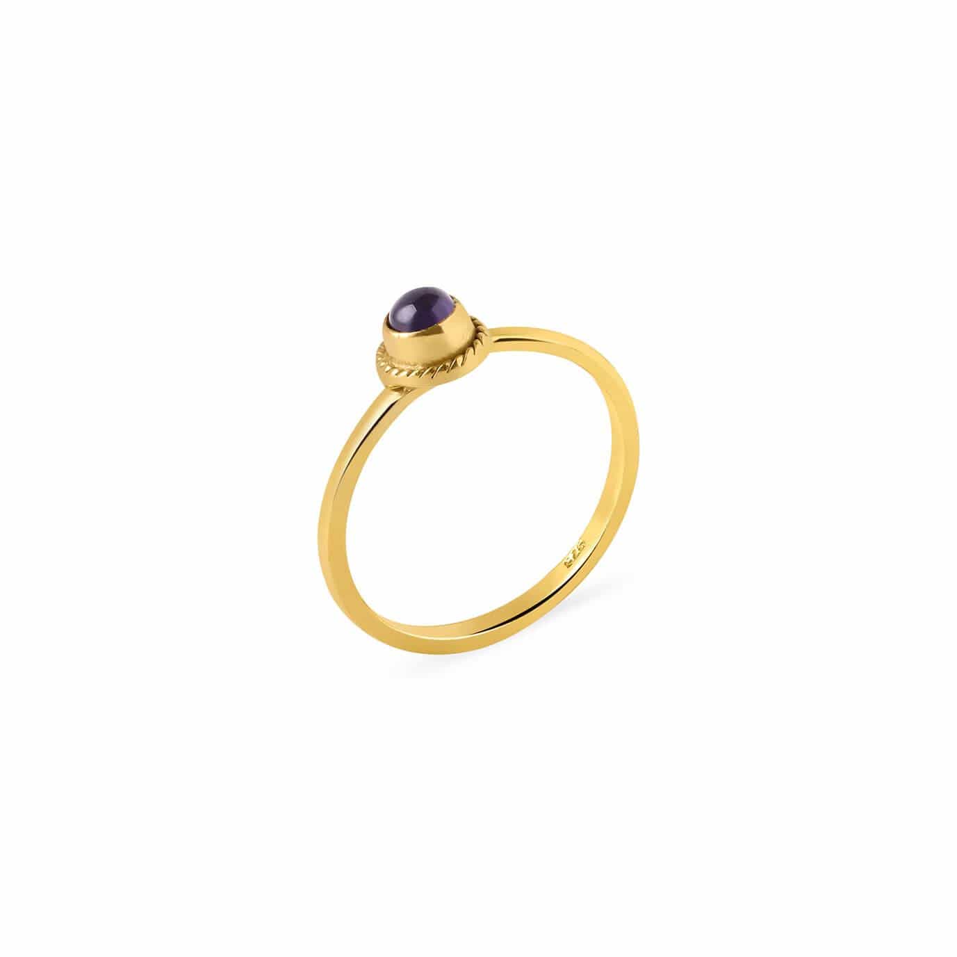 gold plated braided ring with amethyst