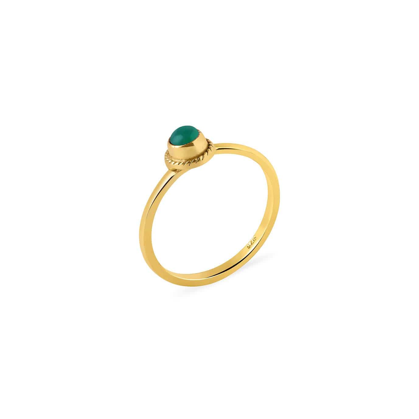gold plated braided ring with green onyx