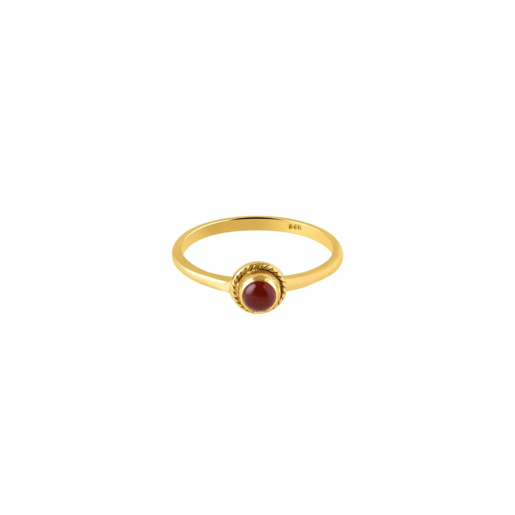 gold plated braided ring with red onyx