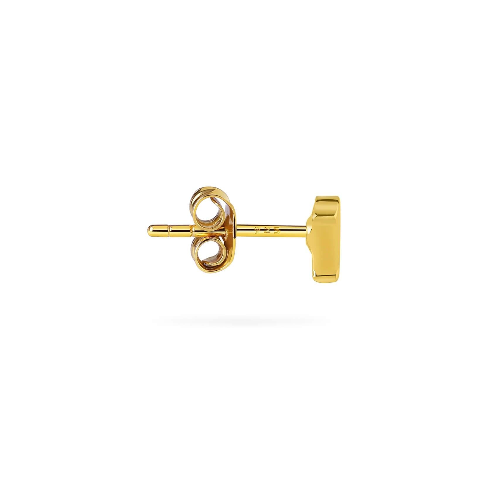 Gold Plated Stud Earring Letter R