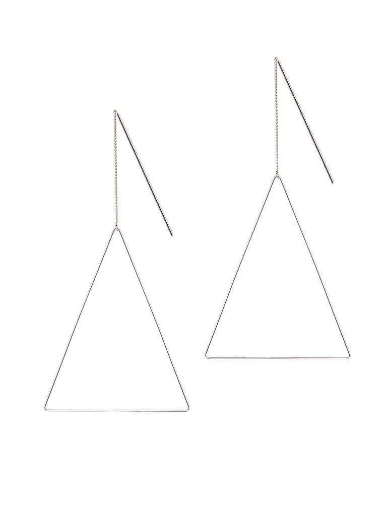 Gold Plated Hanging Earrings with Big Triangle - Juulry.com