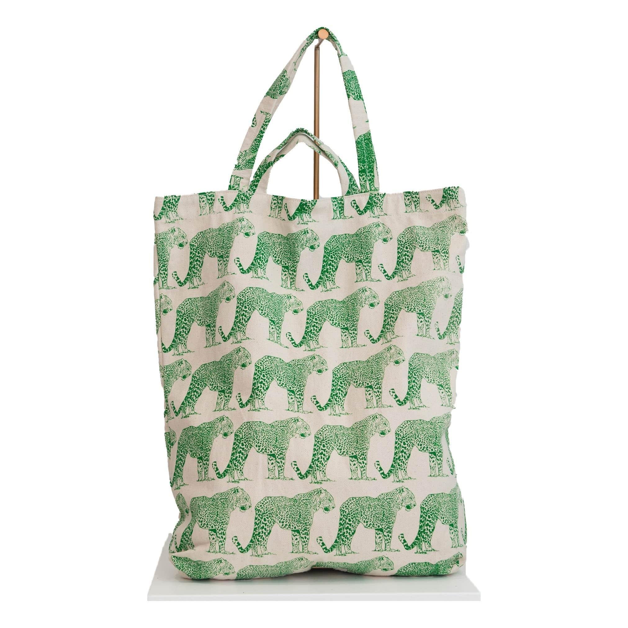 canvas bag panther print green