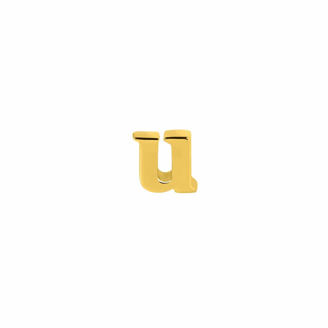 Gold Plated Stud Earring Letter U