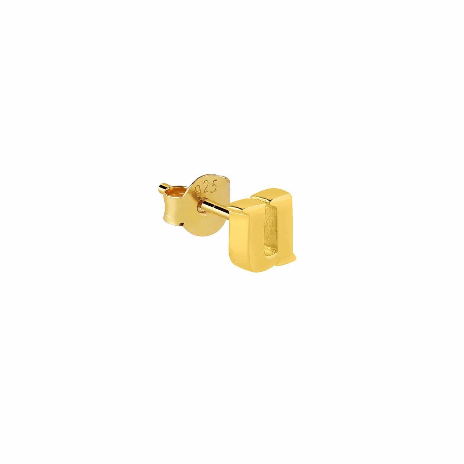 Gold Plated Stud Earring Letter U