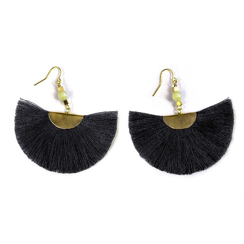 Deepblue Tassel Fan Earrings - Juulry.com
