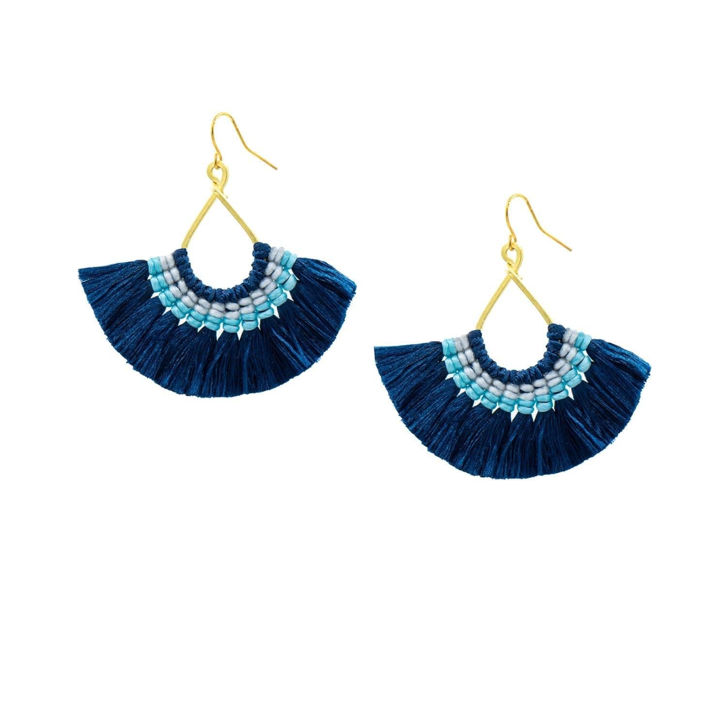 Blue Fan Earrings