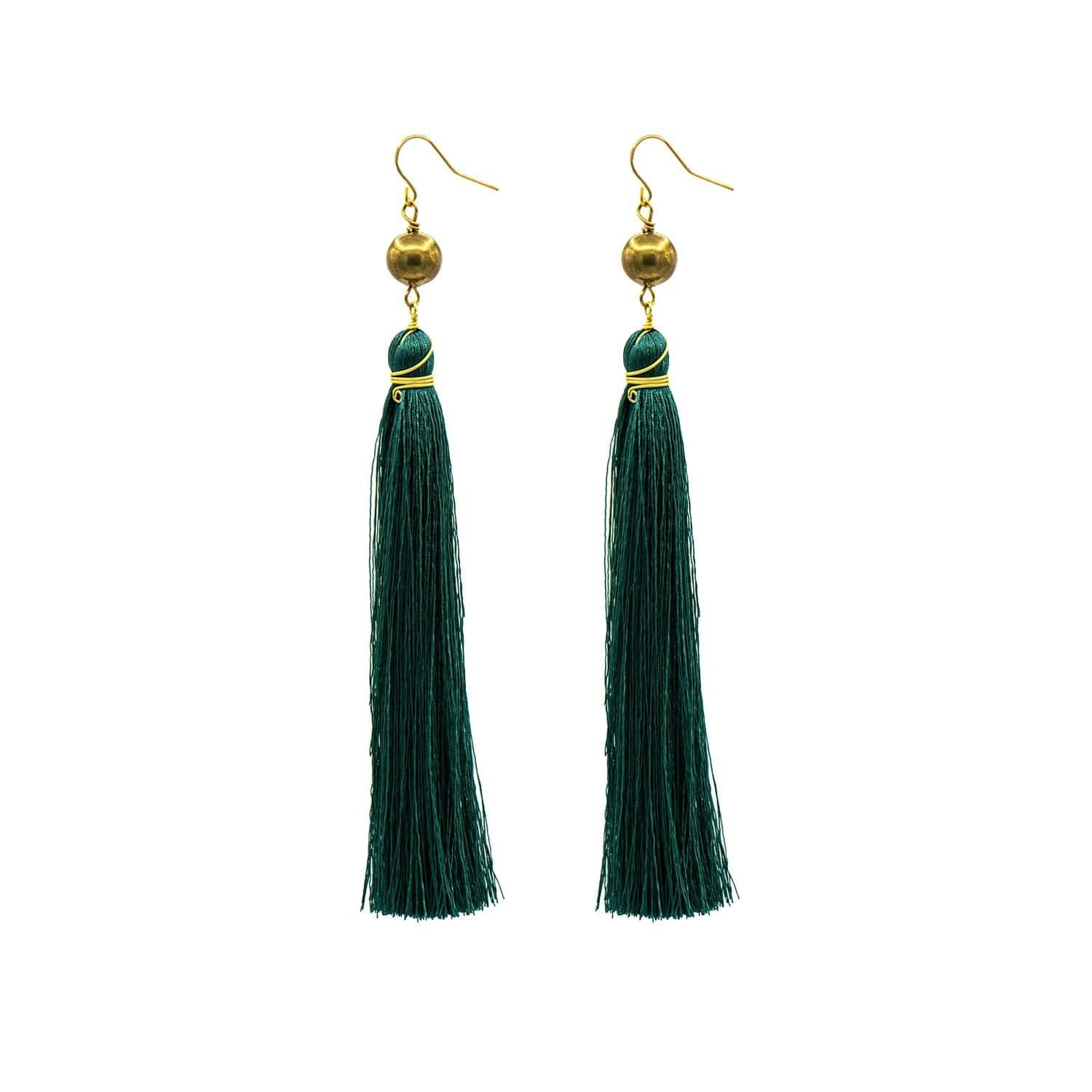 Dark Green Brush Earrings