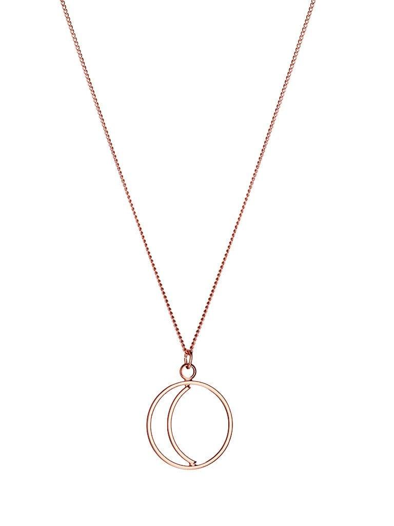 Pink Rose Gold Plated Necklace with Half-Moon