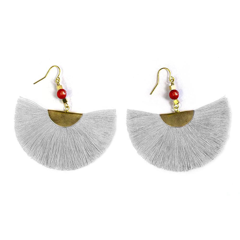 Deepblue Tassel Fan Earrings - Juulry.com