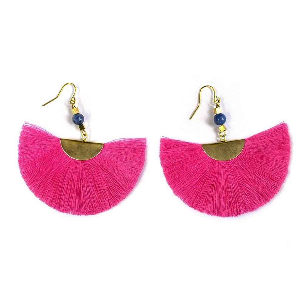 Deepblue Tassel Fan Earrings - Juulry.com