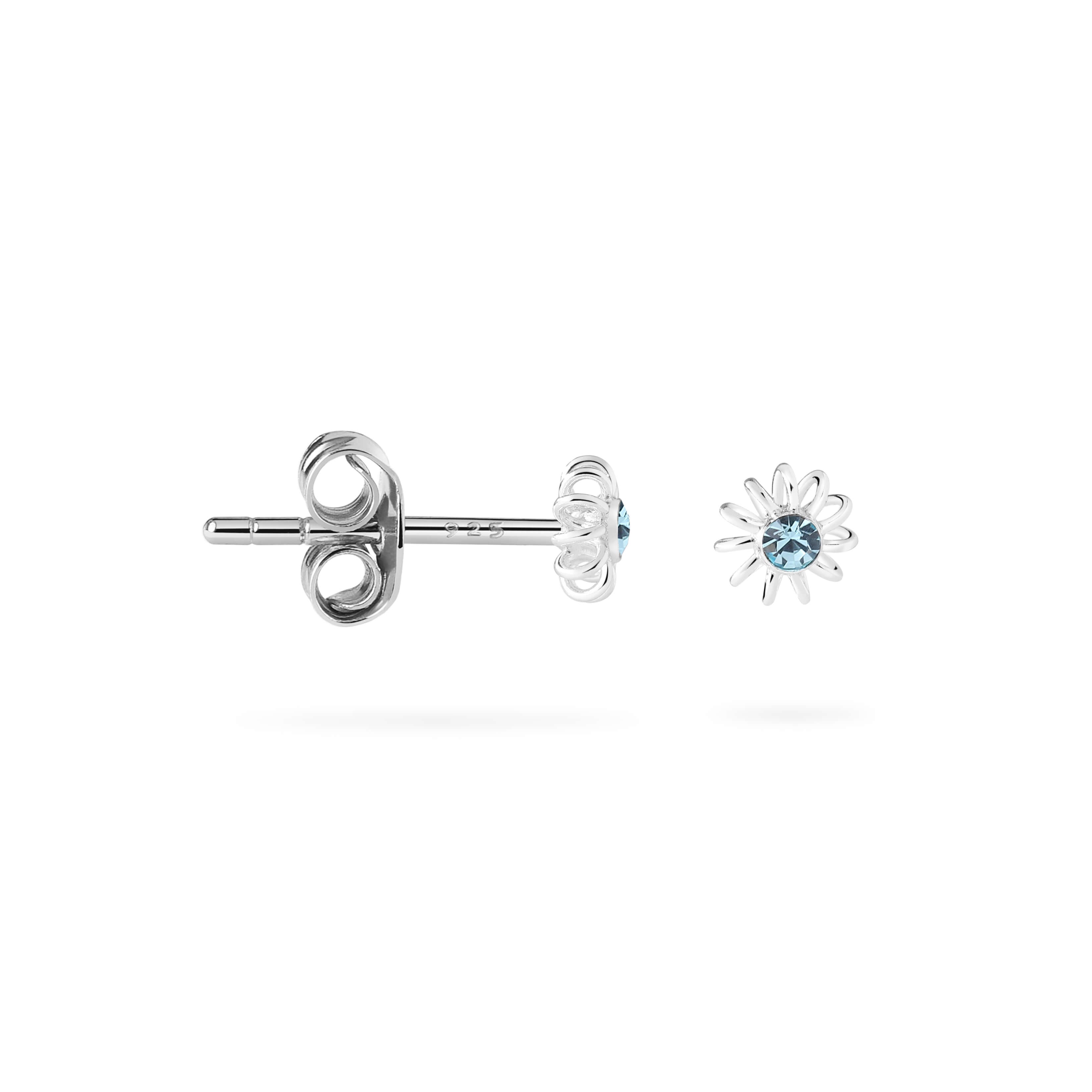 Aquamarine Flower Stud Earrings 925 Silver