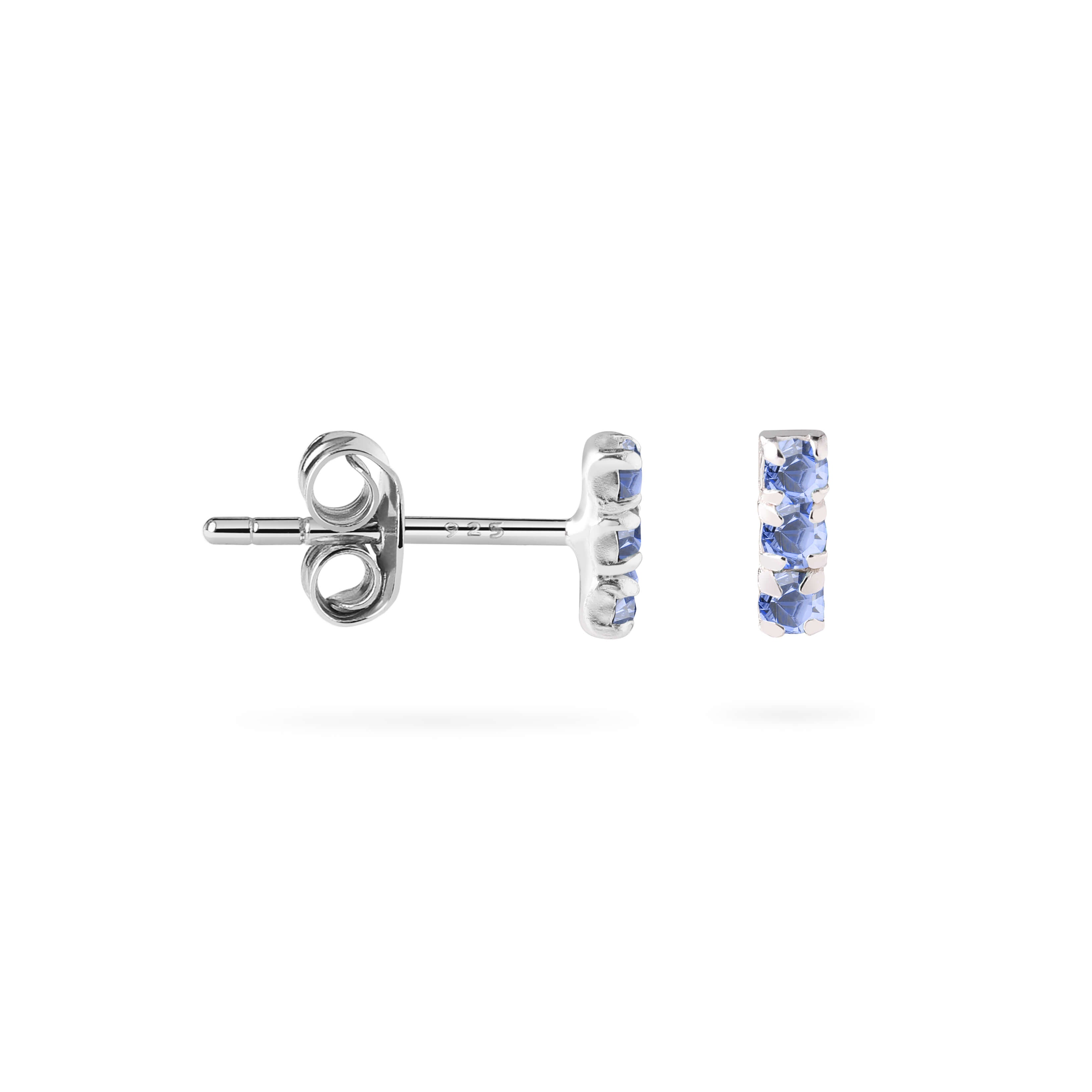 Triple Light Sapphire Stud Earrings 925 Silver